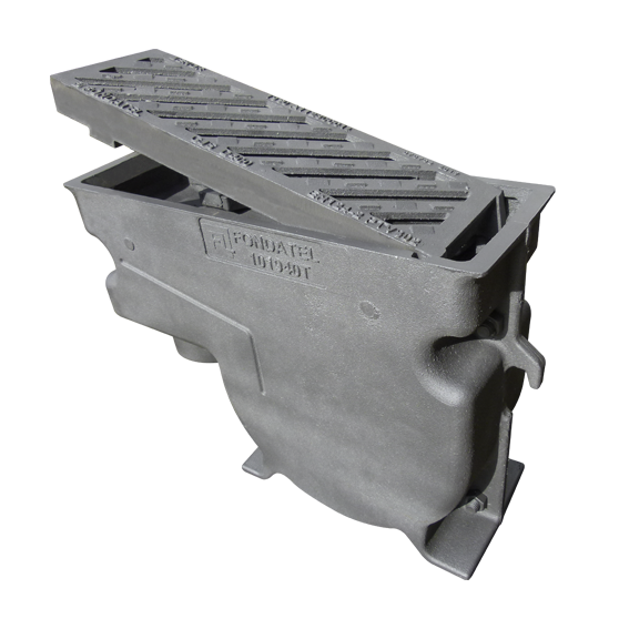 Avaloir en fonte A28 D400 - barres angulaires plates br=190mm uitg=125mm BENOR (101940TP7)