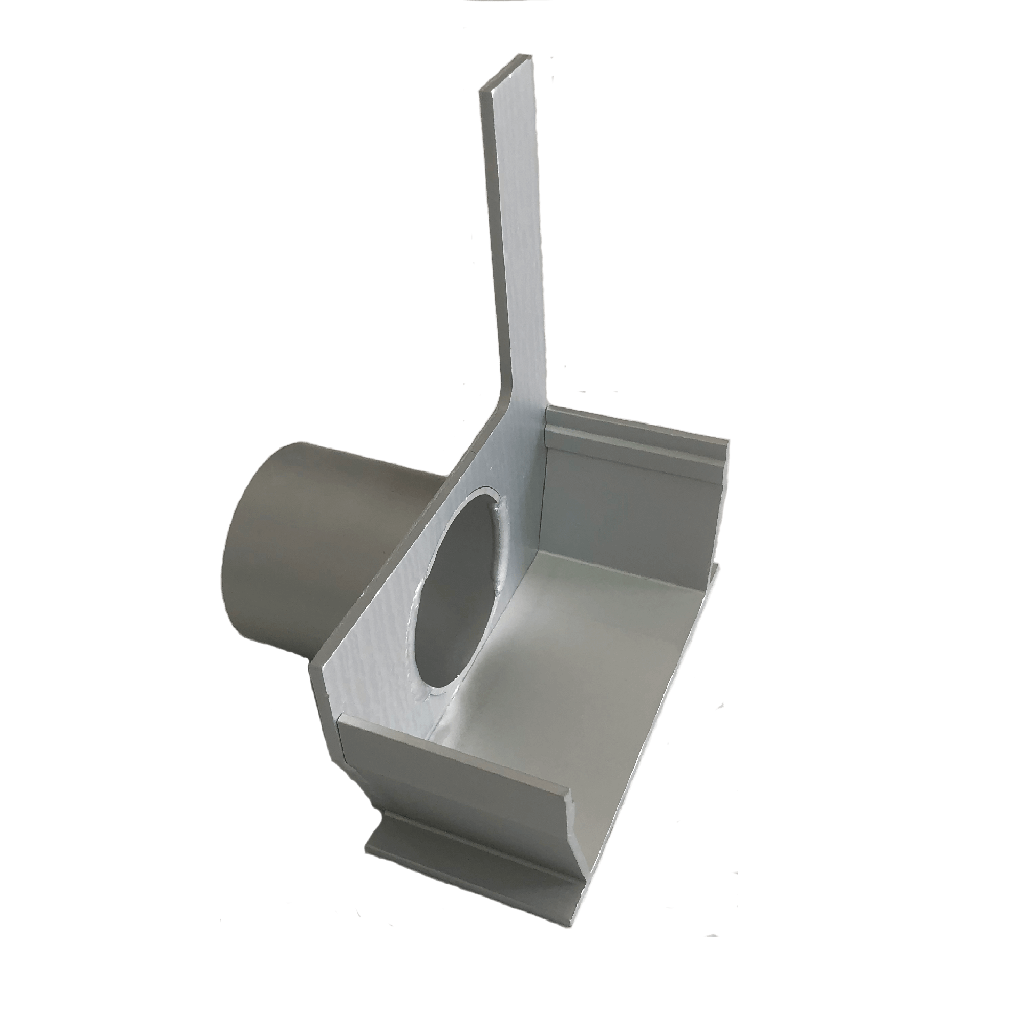 Aluminum drain channel with side slot 2 cm stopper with spout dia 50mm left