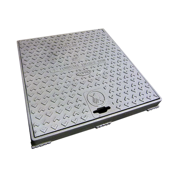 Trappe de supervision hydraulique en fonte HYC60 C250 - VO=496x505mm KM=612x632mm H=51mm COPRO