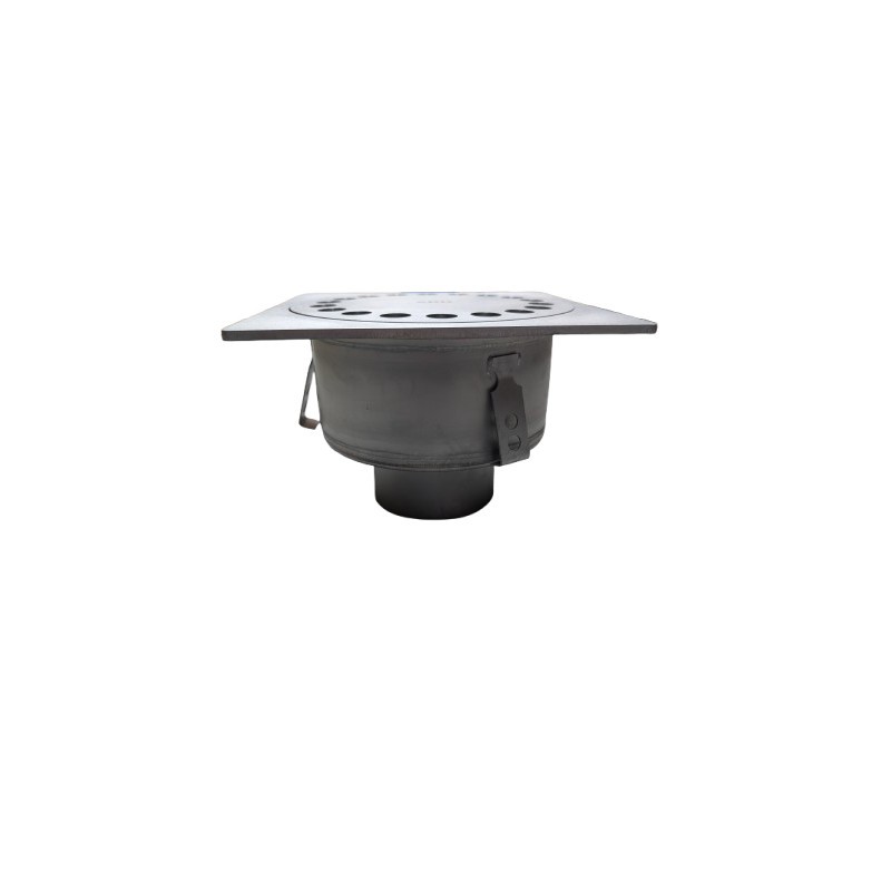 Clock trap stainless steel 30x30 L15 with basket H=116mm Vertical outlet dia 110mm