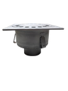 Siphon d'horloge en acier inoxydable 30x30 L15 avec panier H=116mm Sortie verticale dia 110mm