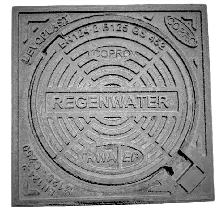 Cast iron lid dia 250 RWA hinged lid B125 Copro