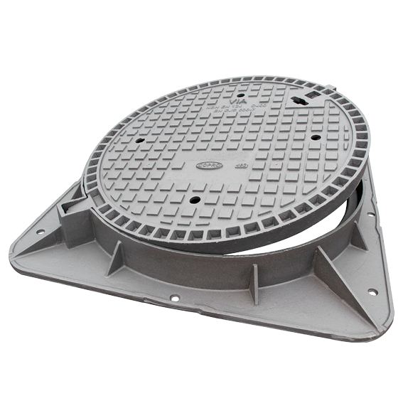 Gietij. wegenisdeksel VIA6L D400 - RD met VK voet  VO=700mm H=100mm COPRO (vroeger: T22) 