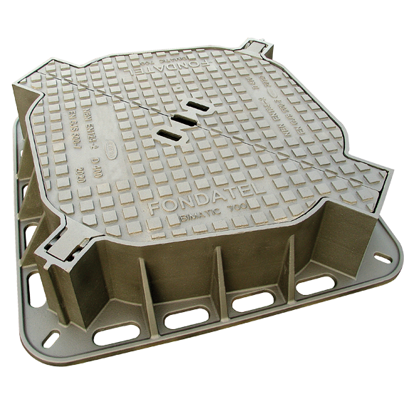 Cast iron roadway cover BIMATIC7 D400 - 2 triangular cover VO=700mm H=200mm BENOR