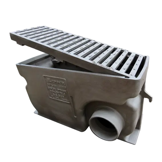 Gietijzer waterslokker A8C D400 - gebogen schuine baren br=300m ug=160mm H=400 mm B 