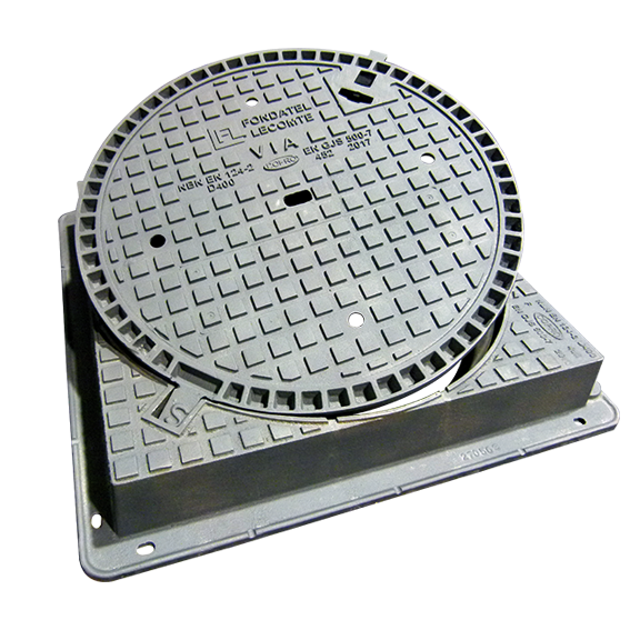 Cast iron roadway cover VIA8.125L D400 - VK VO=700mm H=125mm COPRO (formerly T9)