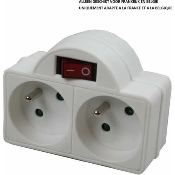 Socket A-pin + switch duo white