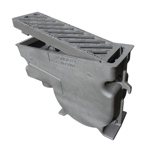 [A28-PSB] Cast iron street gully A28 D400 - flat angled bars br=190mm uitg=125mm BENOR (101940TP7)