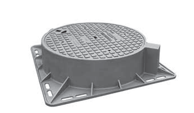Gietijzer rijwegdeksel T107A D400 - RD met voet D400 VO=700mm H=200mm BENOR