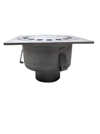 [KLOKI20V1] Kloksifon inox 20x20 L15 met mand H=130mm Vertical uitlaat dia 63mm