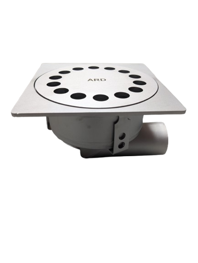 [KLOKI25H1B125] Siphon en acier inoxydable 25x25 M125 avec panier H=221mm Sortie horizontale dia 110mm