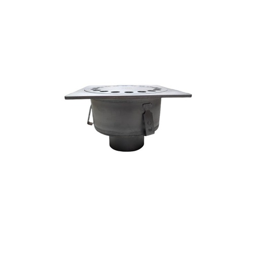 [KLOKI30V1] Clock trap stainless steel 30x30 L15 with basket H=116mm Vertical outlet dia 110mm