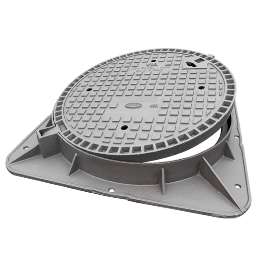 [VIA6L] Cast iron roadway cover VIA6L D400 - RD with VK foot VO=700mm H=100mm COPRO (former: T22)