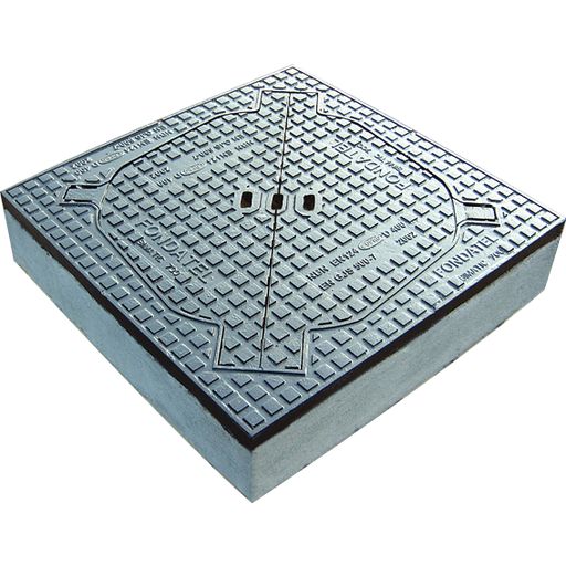 [BIMATIC1] Couvercle de chaussée en fonte BIMATIC1 D400 - VK avec 2 couvercles triangulaires VO=700mm H=200mm BENOR