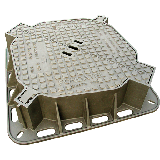 [BIMATIC7] Cast iron roadway cover BIMATIC7 D400 - 2 triangular cover VO=700mm H=200mm BENOR